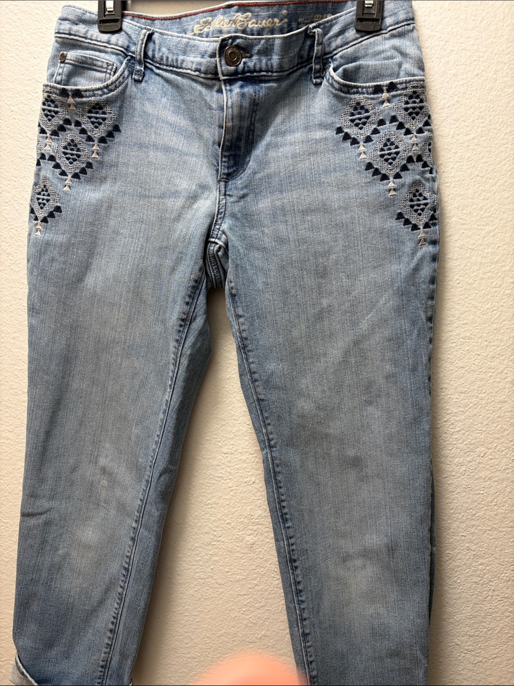 Eddie Bauer Boyfriend Cut Jeans with Geometric Embroidery